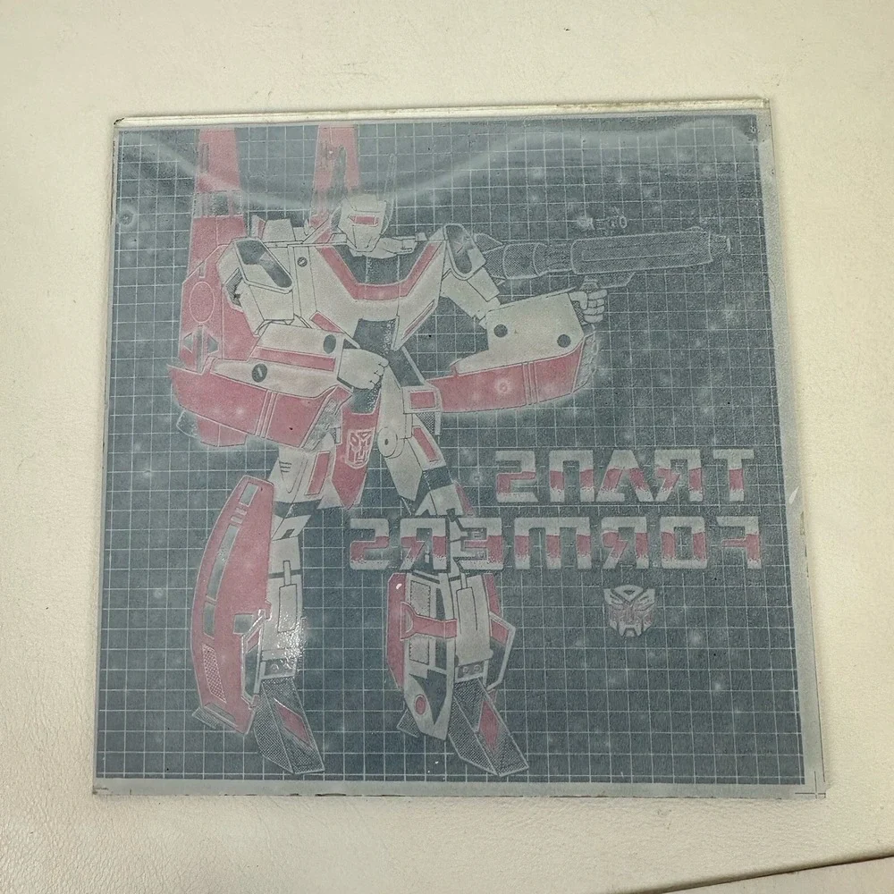 TRANSFORMERS G1 Jetfire CARNIVAL MIRROR GLASS PICTURE PRIZE 6x6 VINTAGE 1980s